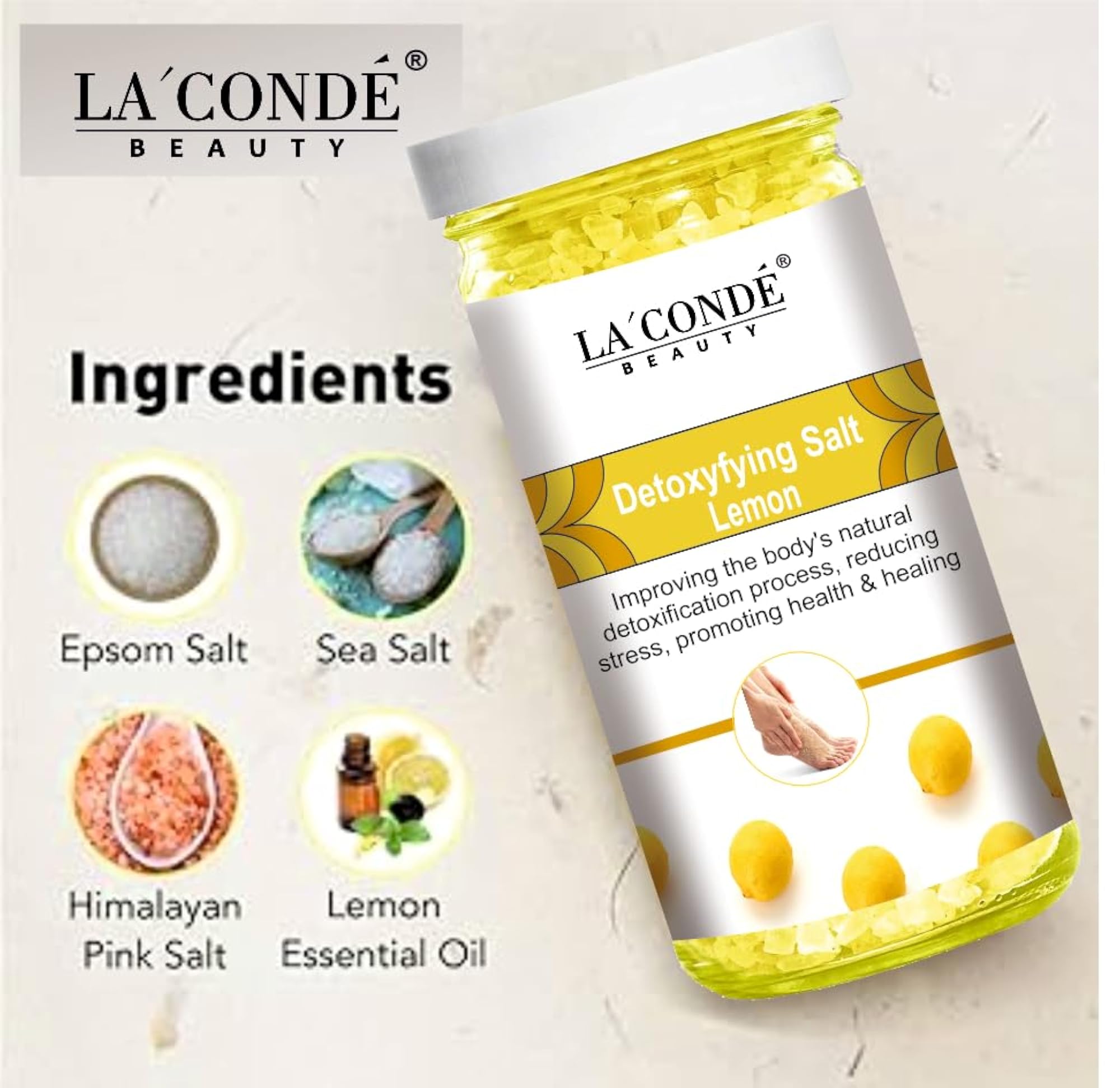 Lemon & Rose Detoxifying Bath Salt Crystal for Muscle Relief